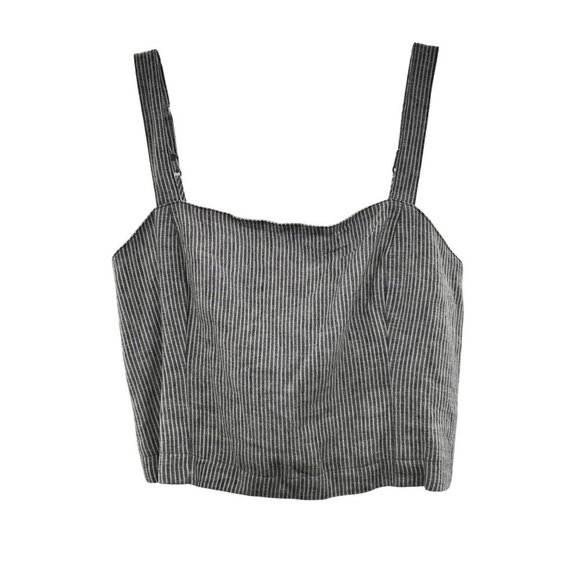 Abercrombie & Fitch Women's Striped Crop Top Smocked Gray/White Size Small - Picture 1 of 5